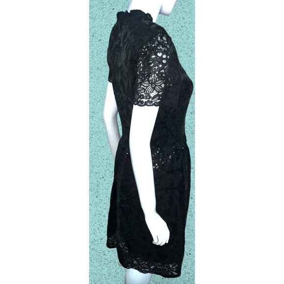 Brooks Brothers Red Fleece Black Lace Sequin Holiday Party Dress Size 12 EUC - Picture 4 of 11